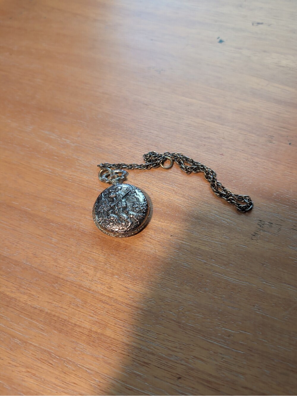 Vtg Eastman Hunting Pocket Watch Silver Tone White Dial Manual Wind Hong Kong